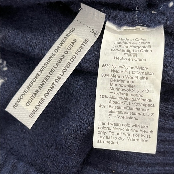J. Crew Navy Polka Dot Sweater Merino Wool Alpaca Dark Blue Warm Pullover Medium - Picture 7 of 14